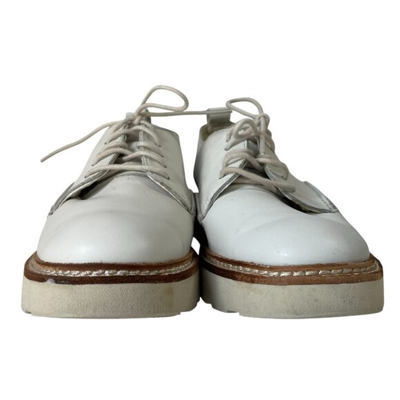 Clarks Trace Walk Casual Shoes Womens sz 6.5 Platform White Leather Preppy Boho - Picture 4 of 10